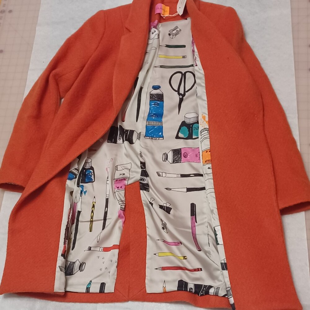 Vilagallo Abel Jacket - Orange Wool - Fall Coat Women's Size 6 (EU 40) - Picture 3 of 5